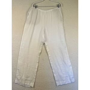 J. Jill Love Linen White Cropped Wide‎ Leg Pants EUC 100% Linen Wear Size Medium